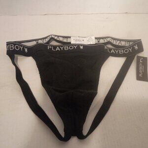 NWT Modal Gym Thong Playboy Logo Sz XL 40/42 100% Cotton Black White